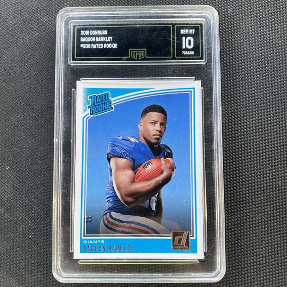 2018 Panini Donruss Saquon Barkley Rookie #306 Rated Rookie GMA 10 GEM MINT - Picture 1 of 9